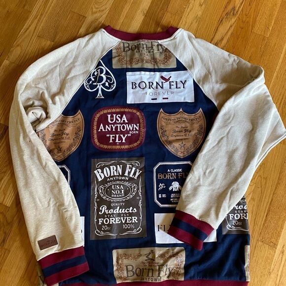 Born Fly Men's Long Sleeve Size 3XL All Over Graphic Hip Hop Cotton Shirt - Picture 2 of 4